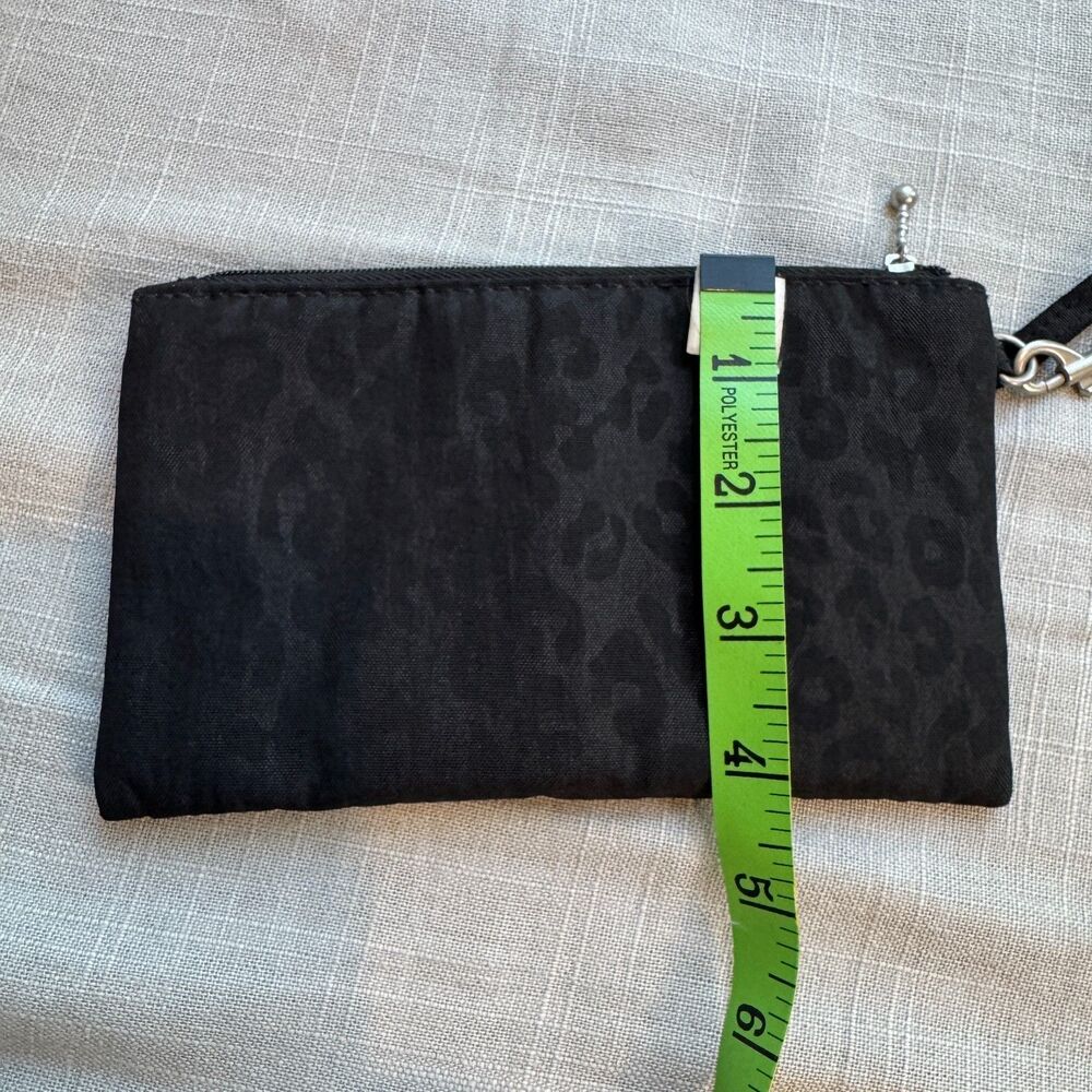 Black Cheetah Print Wristlet 4x7 Poly Nylon Pouch Clutch Travel Wallet Bag